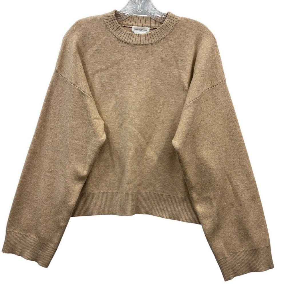 Lovers and Friends Becky Sweater Beige Crewneck Oversized Knit Pullover M